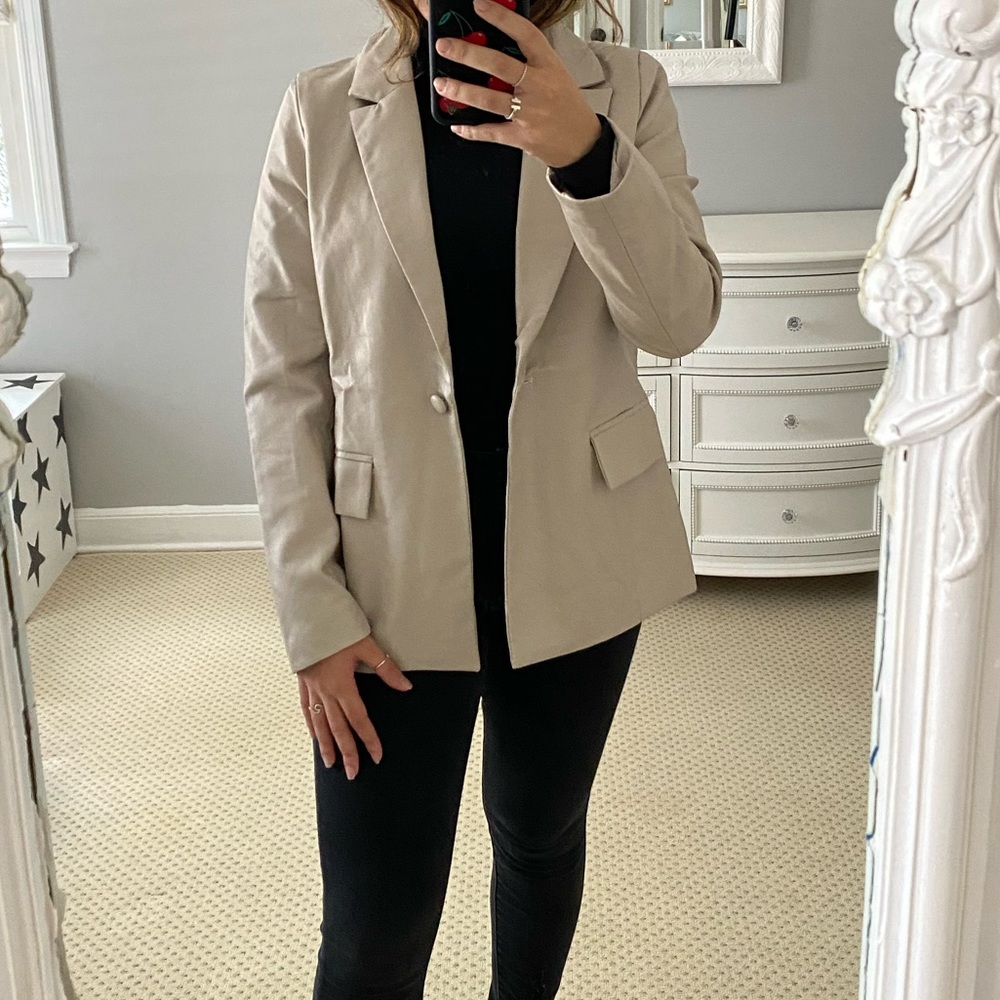 Le Lis Faux Leather Blazer